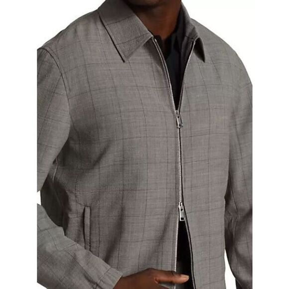 Theory M0371403 Mens Sz S Charcoal Plaid Zerega Wool Blend 2-Way Zip Jacket $495 - Picture 12 of 12